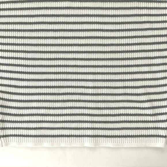 Express Striped Sweater Womens Size S Ivory Gray Vneck Preppy Casual Office - Picture 12 of 14